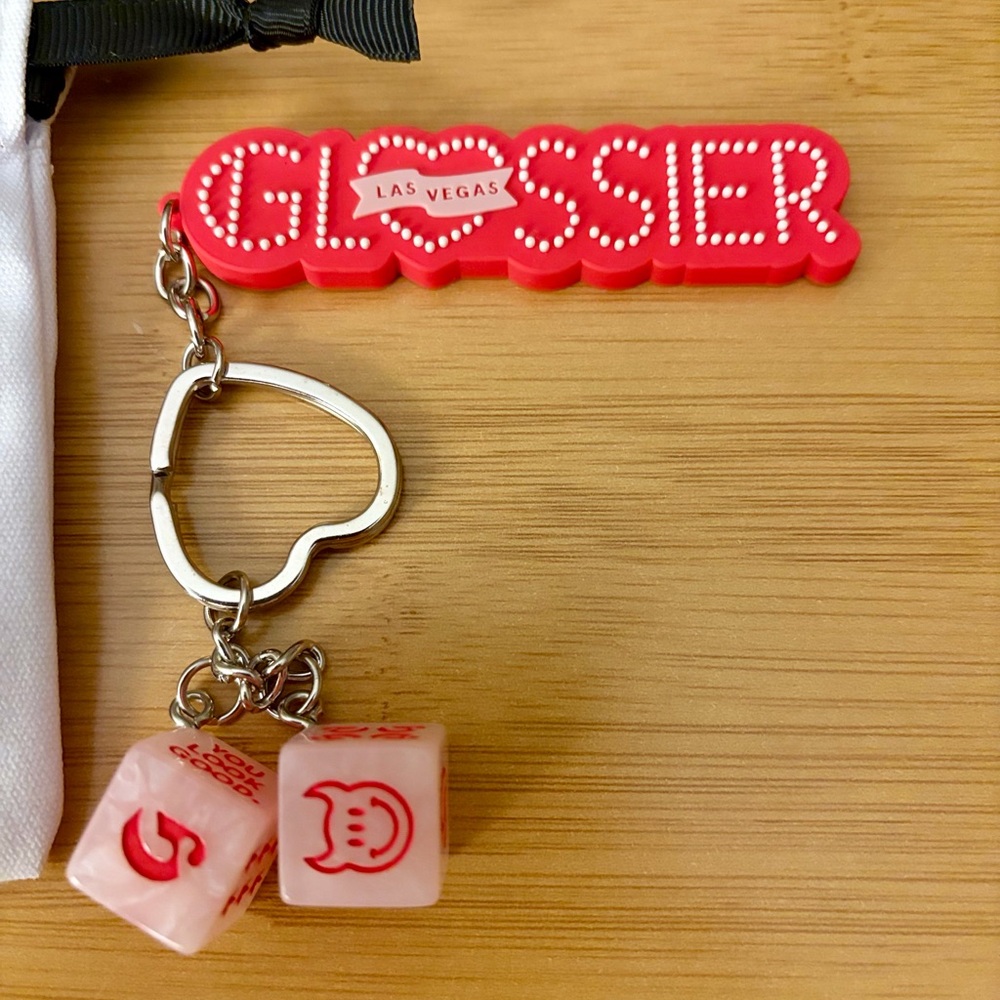 Glossier Las Vegas Keychain &‎ Pouch NEW!